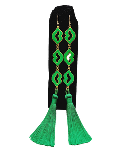 Green tassel earrings (BBW 1058)