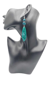 Teal green and silver clay Earrings (Savage 1394)