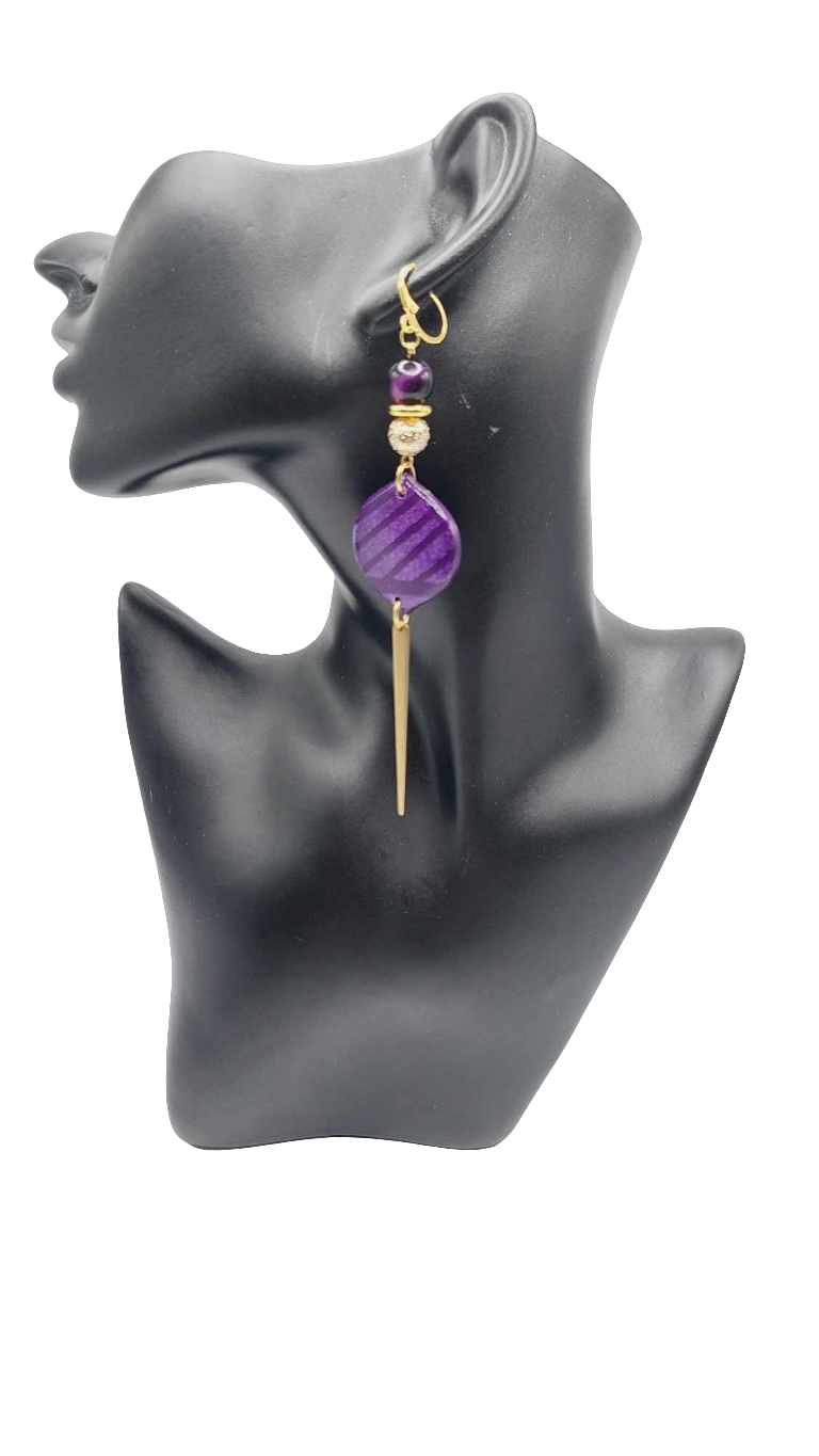 Purple clay Earrings (Gold Rush 1389)