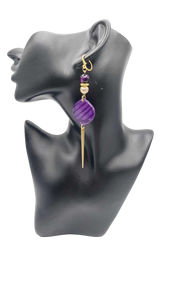 Purple clay Earrings (Gold Rush 1389)