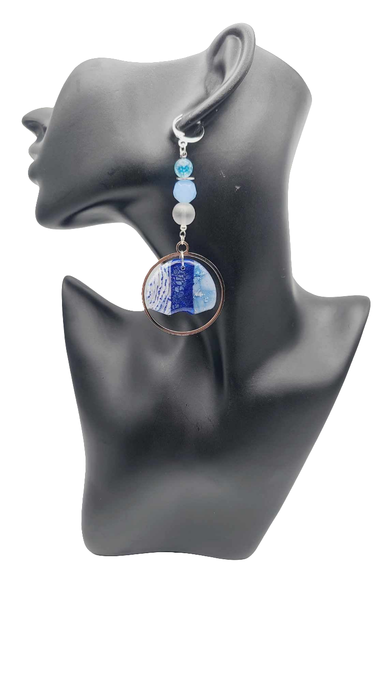 Blue and silver clay Earrings (Savage 1502)