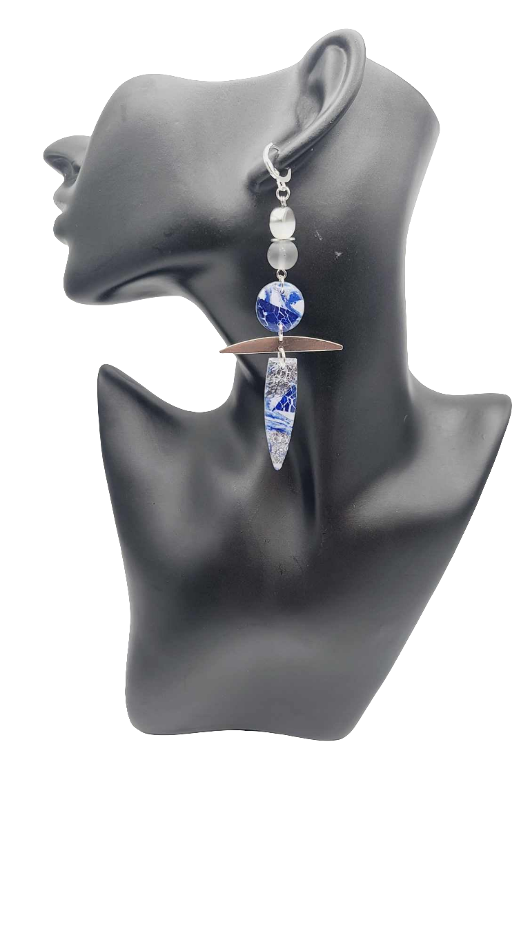 Blue and silver clay Earrings (Savage 1497)