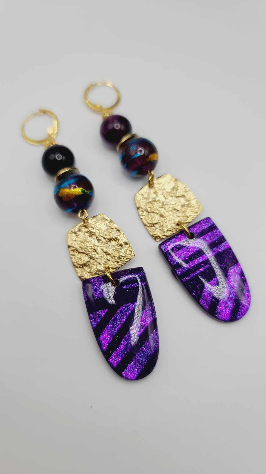 Purple clay Earrings (Mosaic 1383)