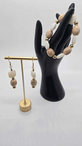 Mother of Peral and Quartz Bracelet and Earring set (Ethnix 1477)