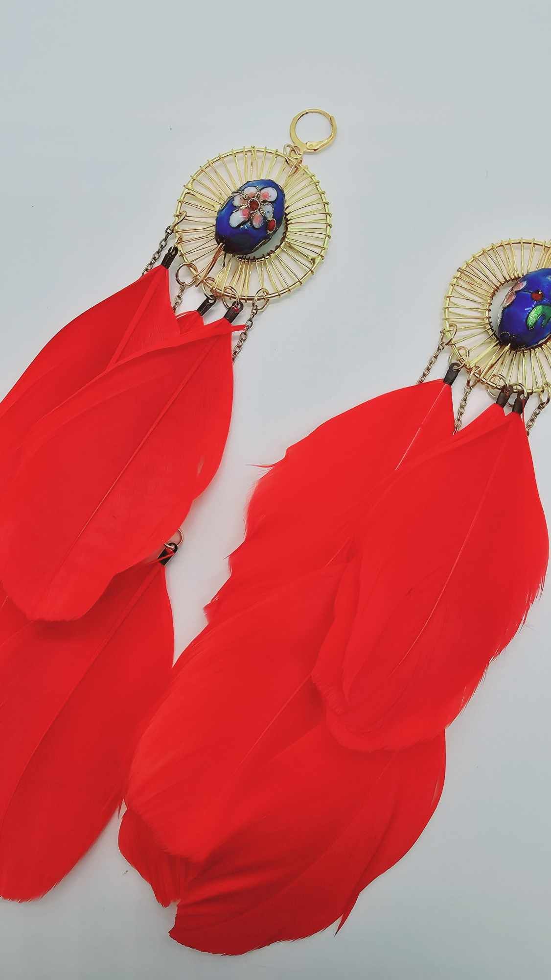 Red feather Earrings (BBW 1445)