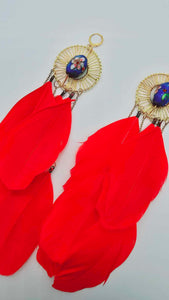 Red feather Earrings (BBW 1445)