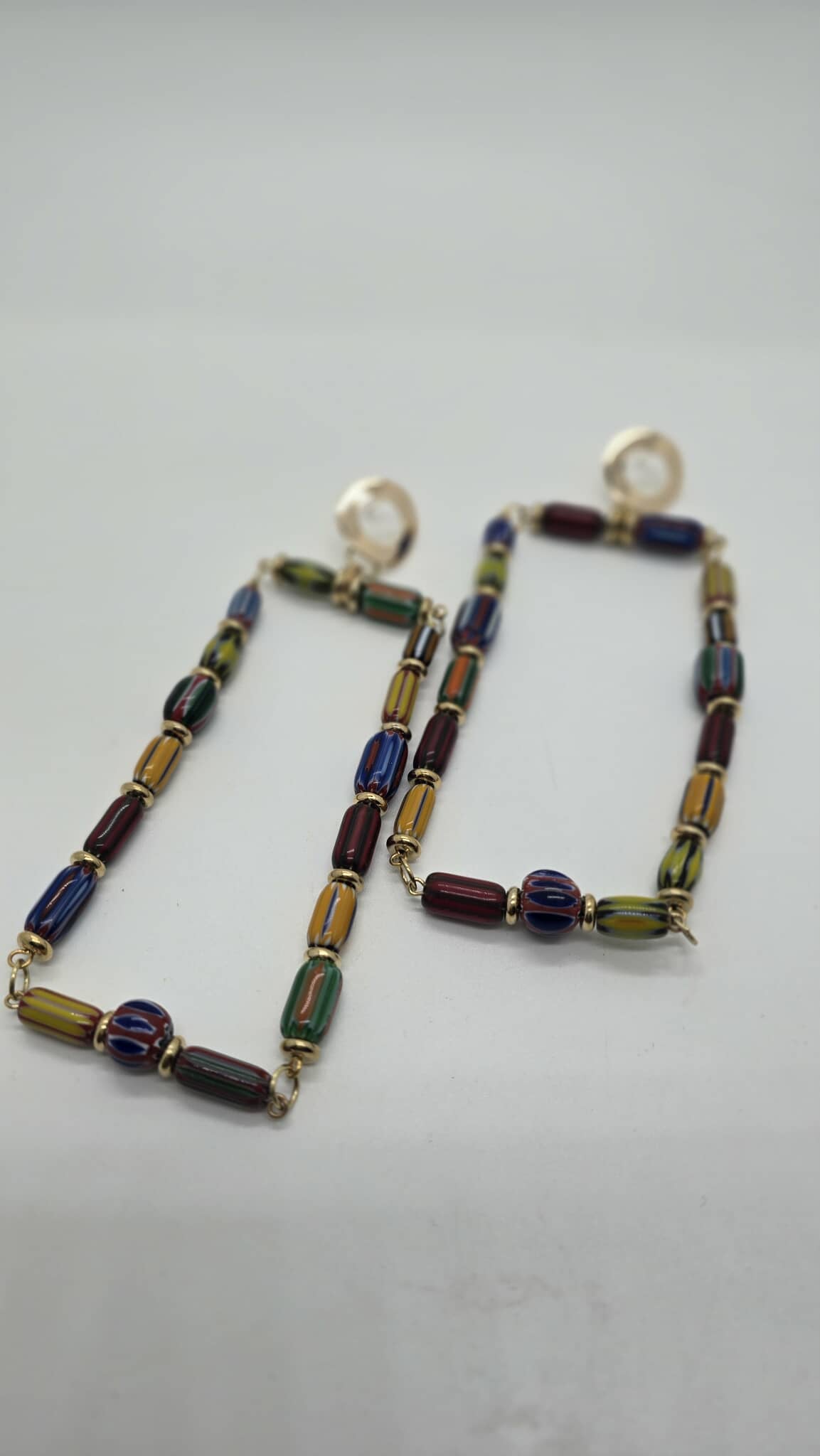 Mosaic Glass Beaded Earrings & Infinity Bracelet (Influencer 1580)