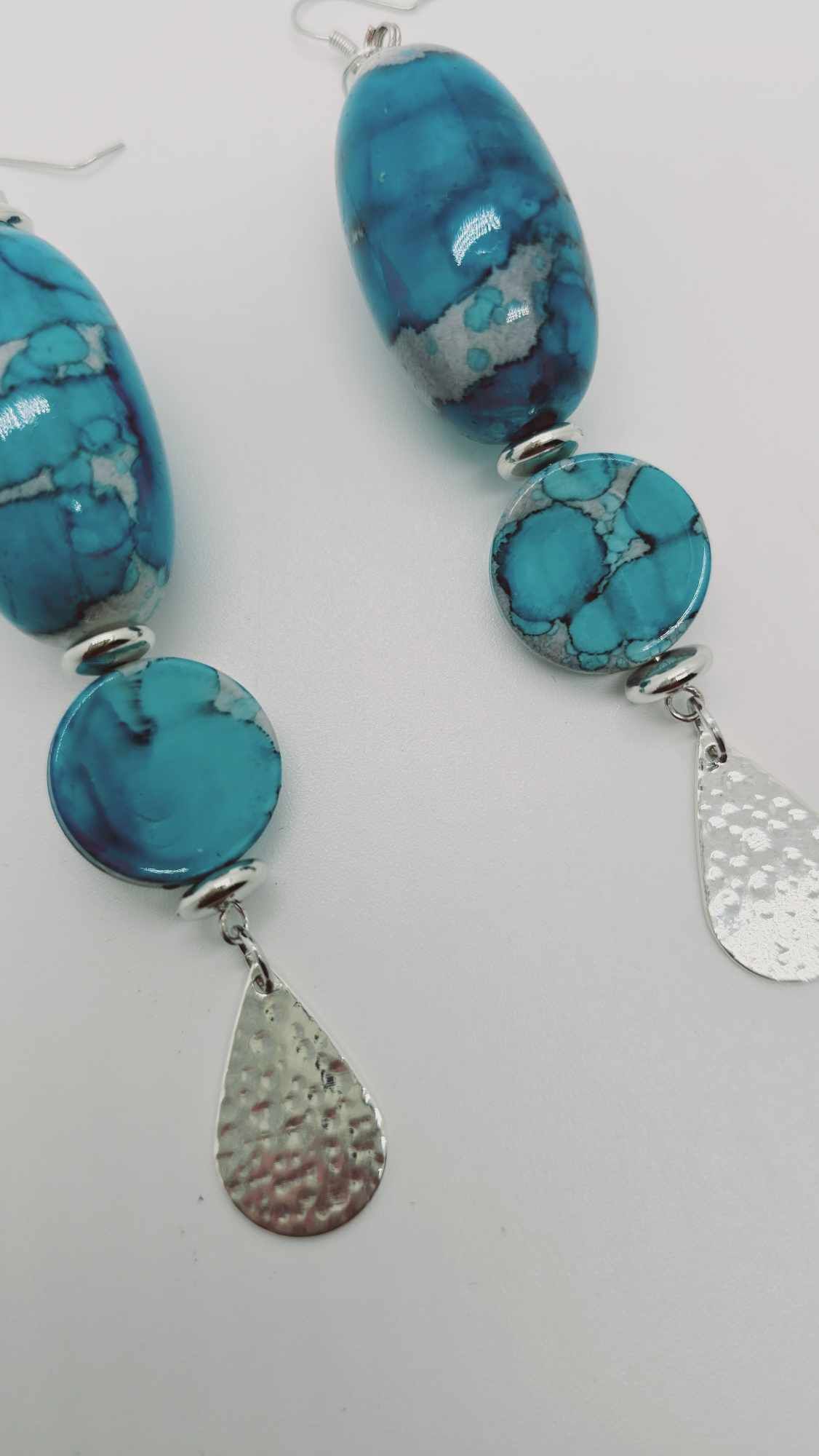 Turquoise patterned silver Earrings (Savage 1332)