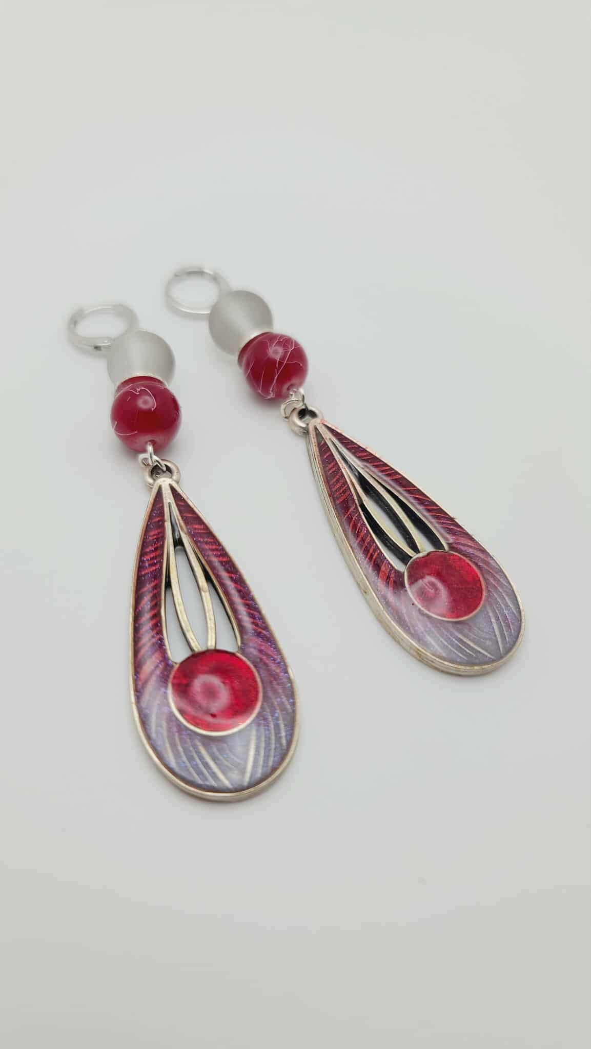 Crimson Aurora Earrings (Mosaic 1644)