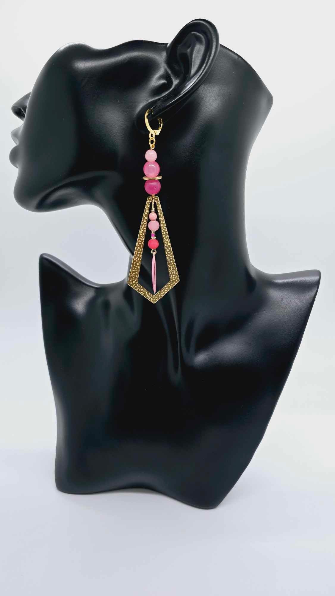 Pink and brass earrings! (1281 Mosaic)