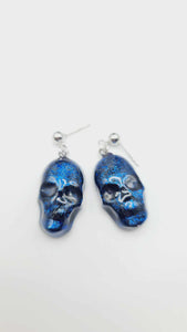 Navy Blue skull Earrings (Short 1421)