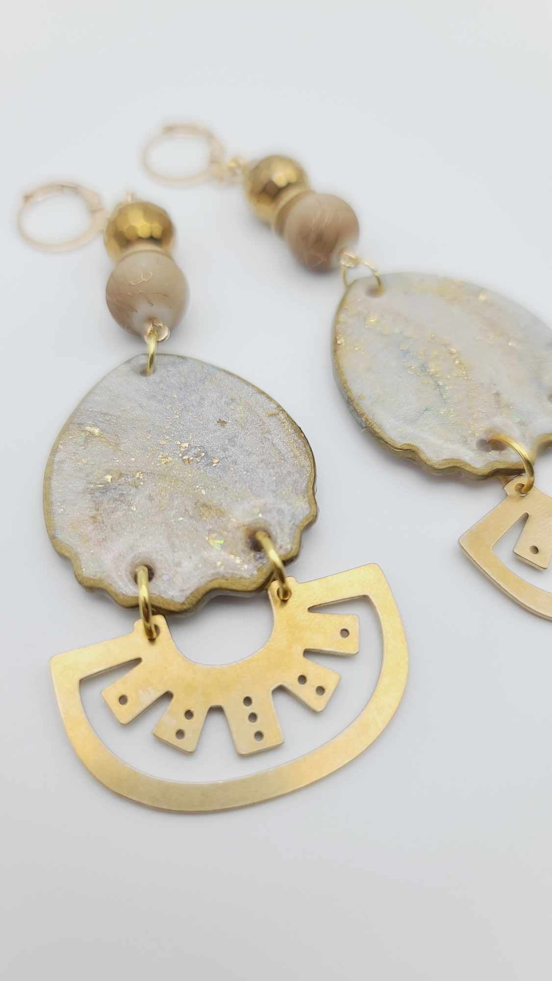 Grey and gold brass Earrings (Gold Rush 1506)