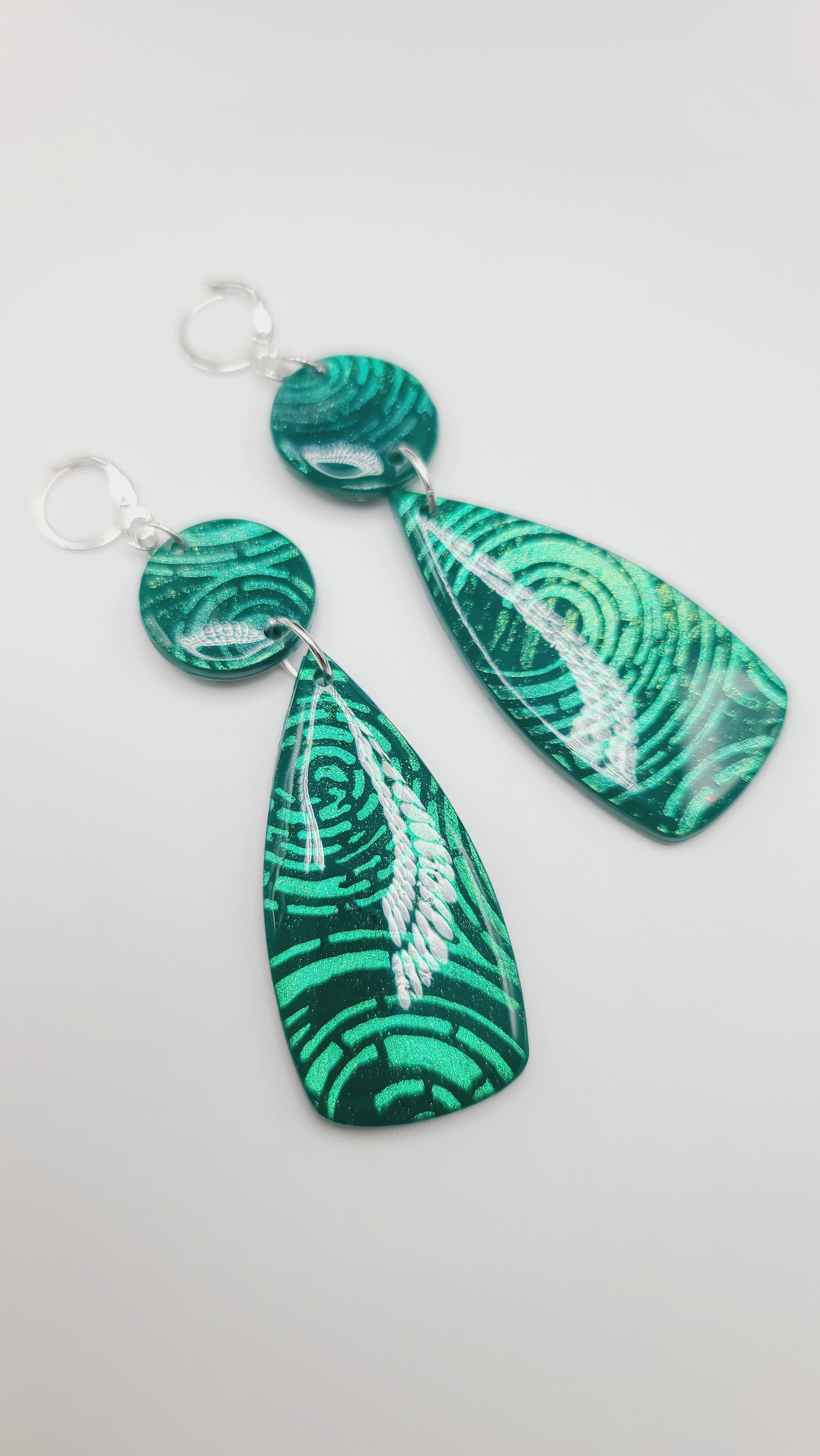 Teal green clay Earrings (Mosaic 1377)