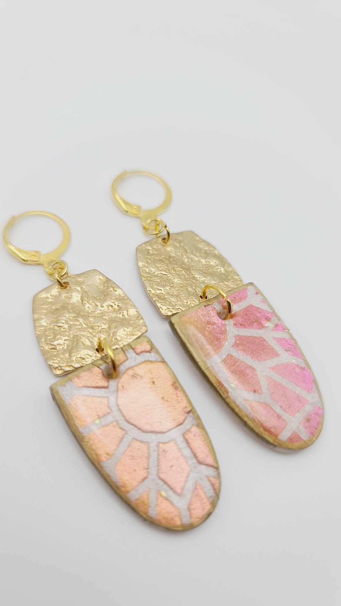 Sunburst pink brass Earrings (Gold Rush 1507)