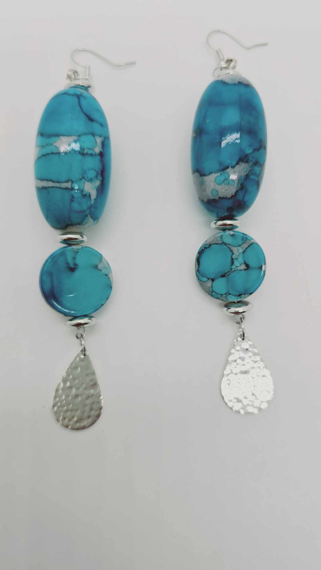 Turquoise patterned silver Earrings (Savage 1332)