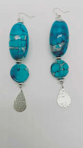 Turquoise patterned silver Earrings (Savage 1332)