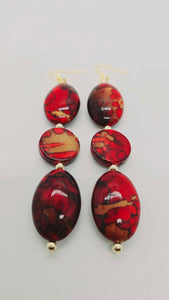 Red and Tan Earrings (Ethnix 1334)