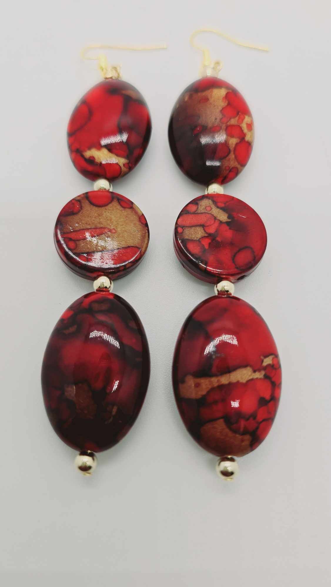 Red and Tan Earrings (Ethnix 1334)