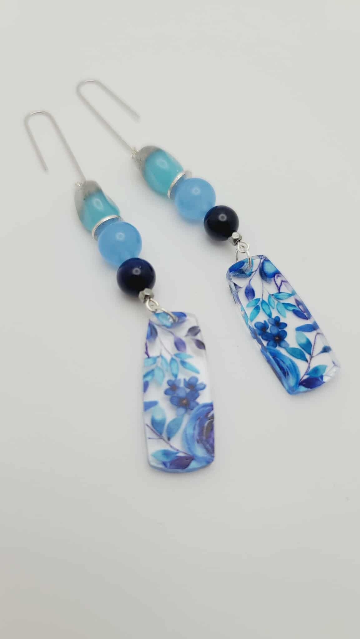 Azure Winter Bloom Earrings (Mosaic 1635)