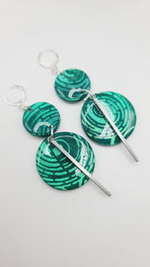 Teal green clay Earrings (Mosaic 1376)