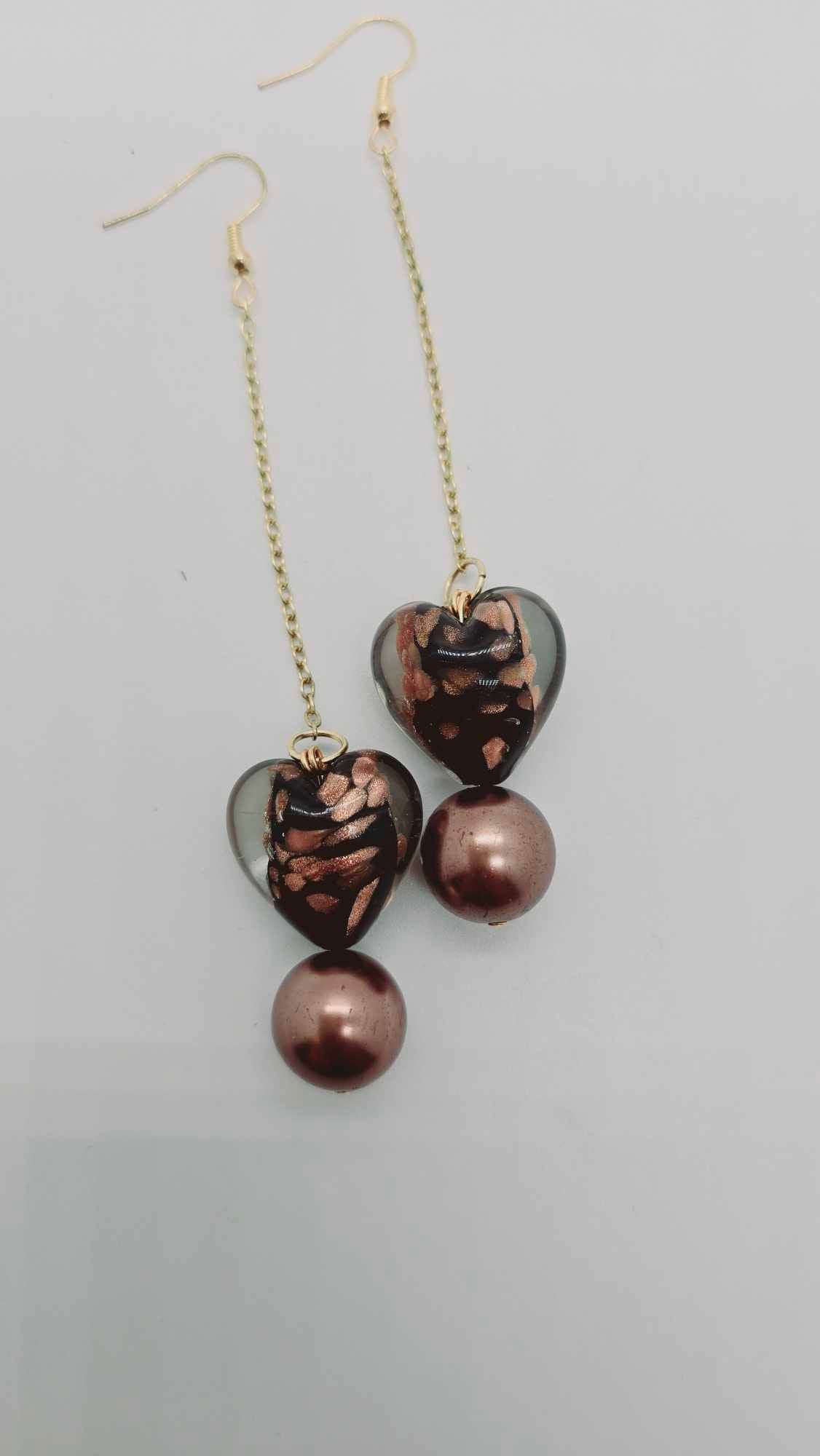 Copper glass heart Earrings (Gold Rush 1438)