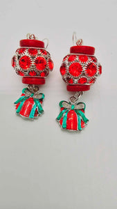 Red pave holiday Earrings (Short 1457)