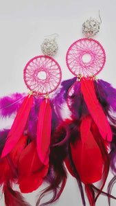 Purple and hot pink Earrings (BBW 1443)