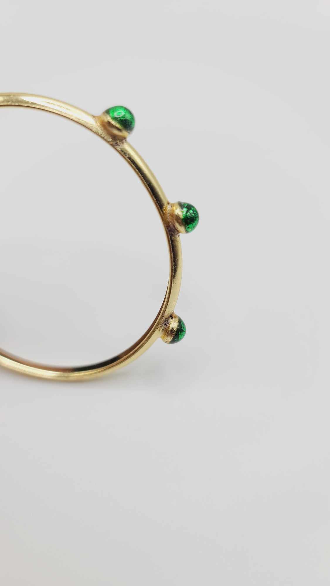 Gold Plated Bracelet with emerald green clay (Bracelet 1517)