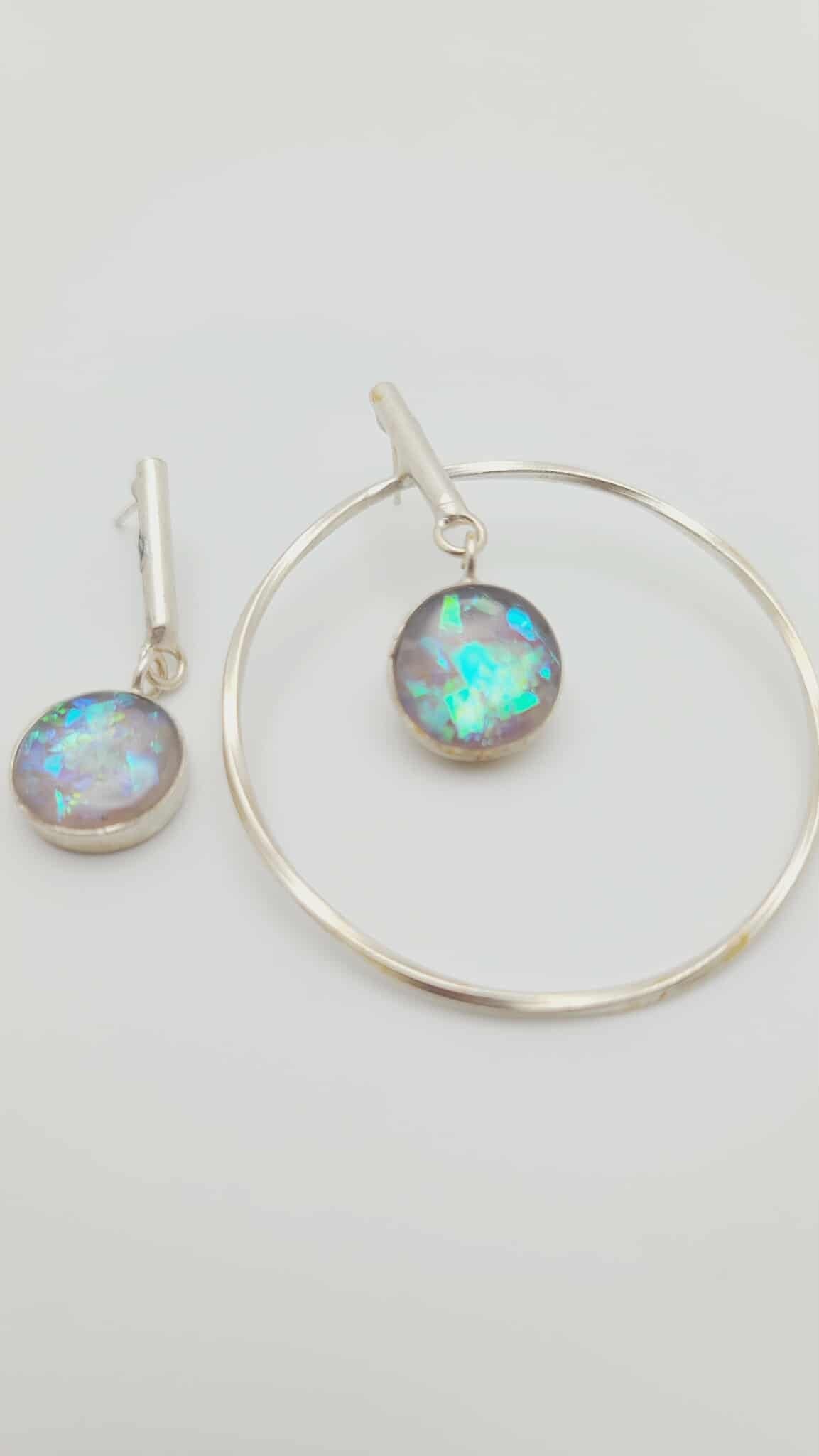 Opal Halo Hoop Earrings (Short 1709)