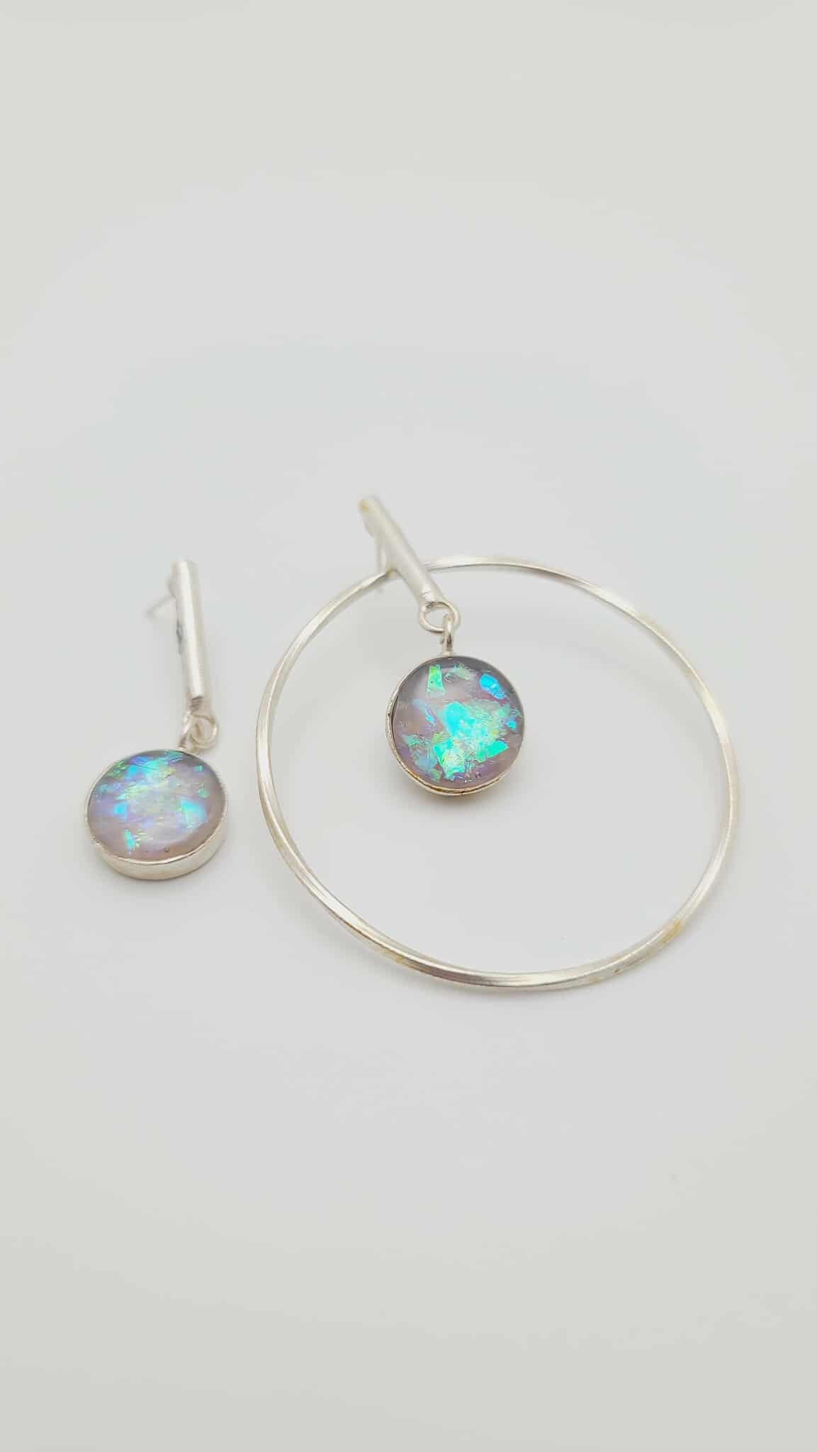 Opal Halo Hoop Earrings (Short 1709)