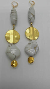 White and gold earrings (Gold Rush 1319)