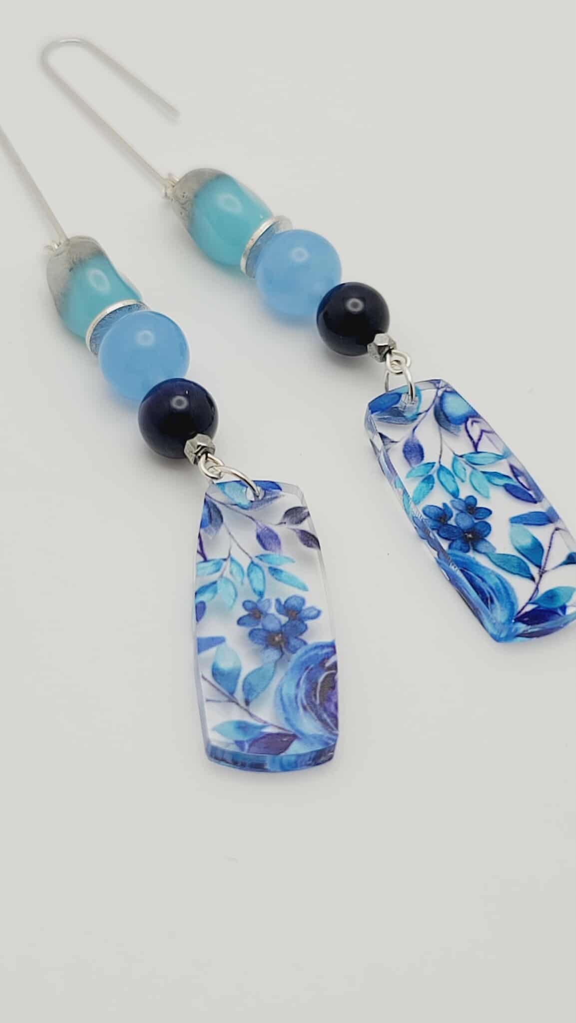 Azure Winter Bloom Earrings (Mosaic 1635)