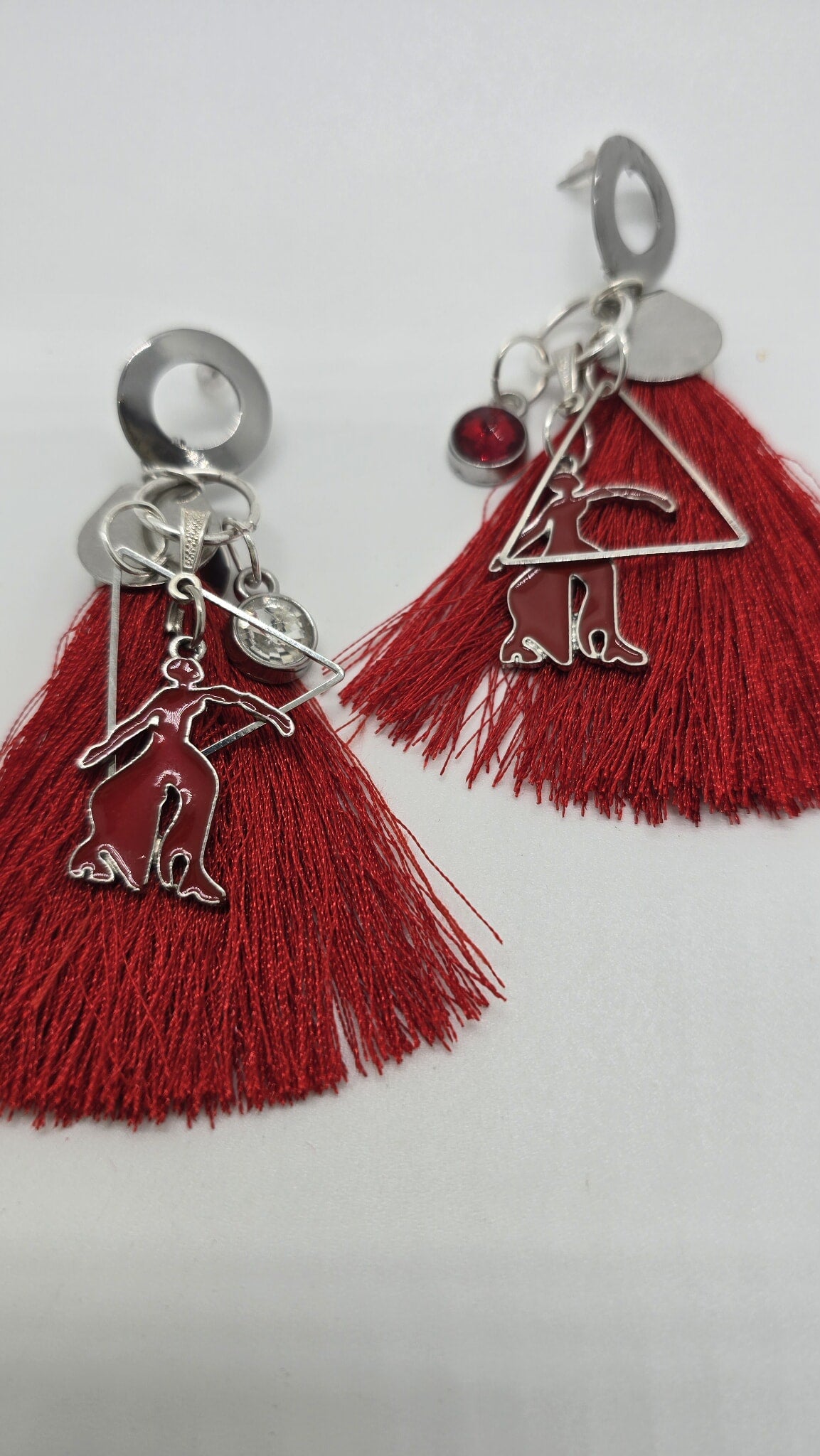 Crimson Elegance Tassel Earrings (Short 1691)