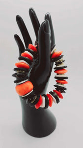 Orange and black Bracelet and earrings set (Ethnix 1309)