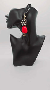 Red, black, white bracelet and earrings set (Ethnix 1386)