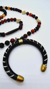 Matte Red line Agate necklace set! (1261 influencer)