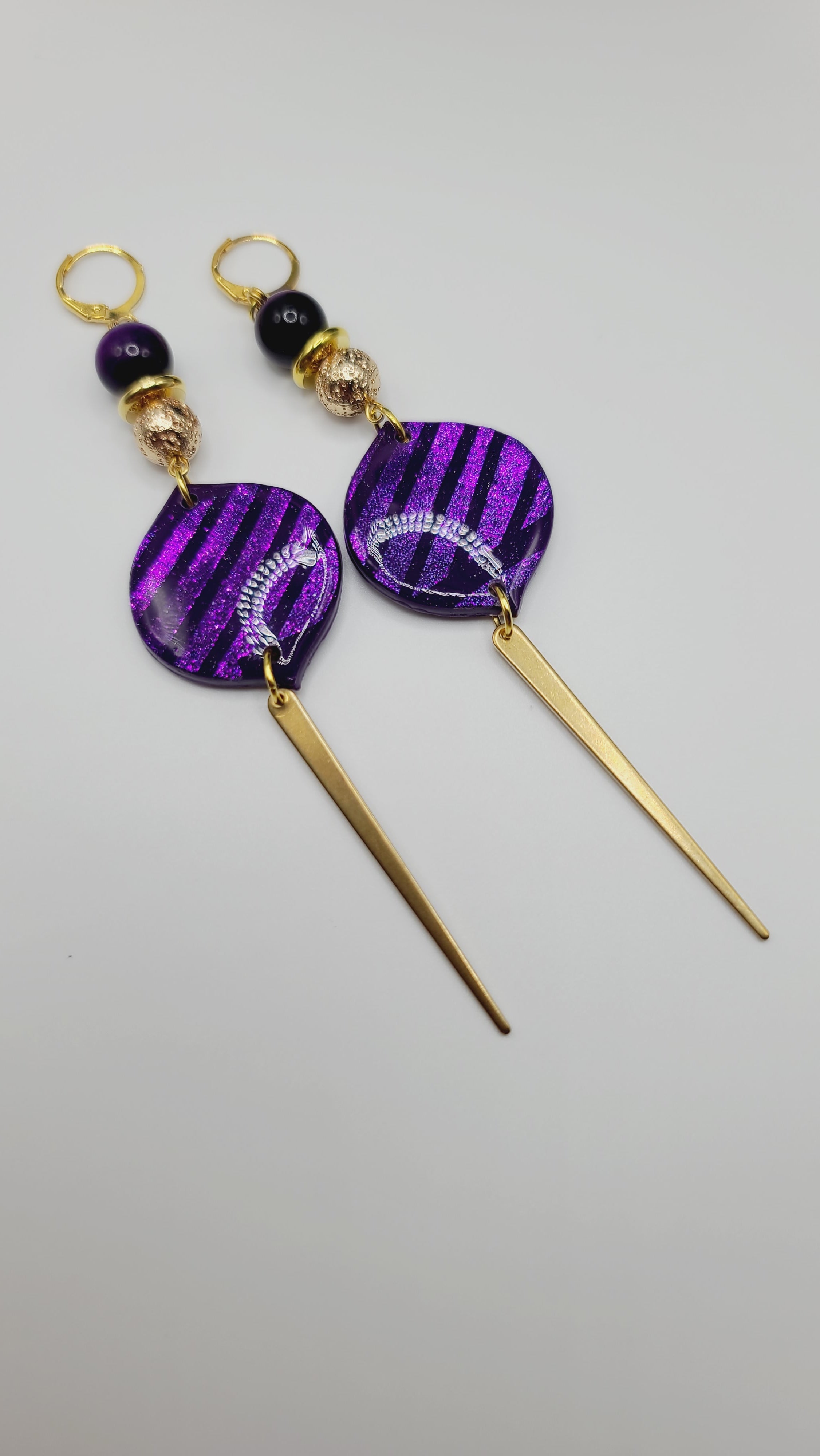 Purple clay Earrings (Gold Rush 1389)