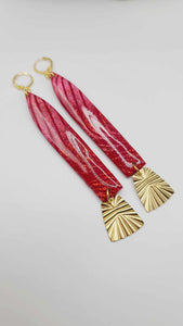 Red and brass clay Earrings (Gold Rush 1393)