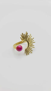 Brass sunburst pink Ring (Bracelet 1403)