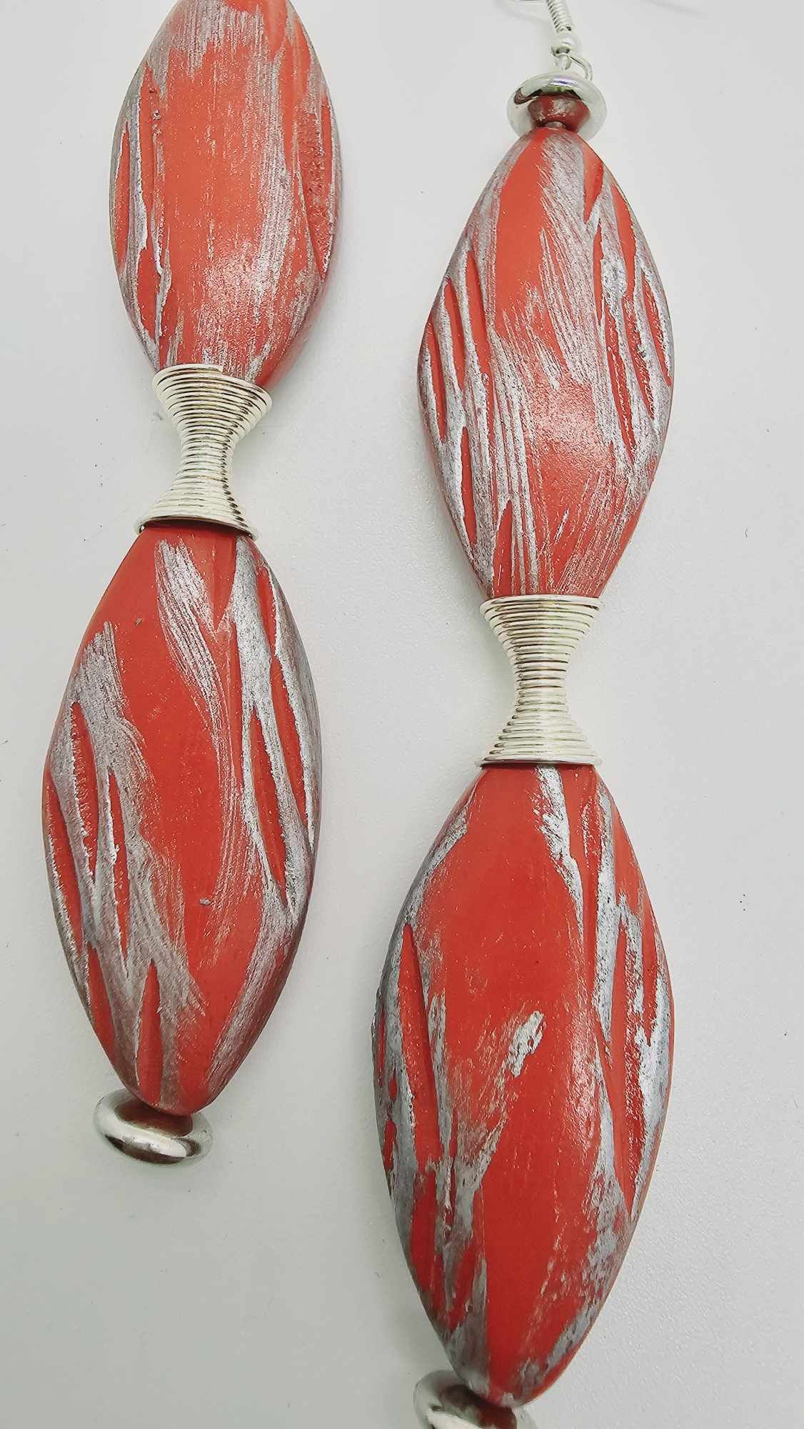 Red and silver Earrings (Savage 1437)