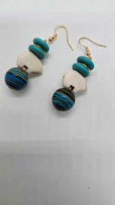 Teal green beaded Earrings (Short 1465)