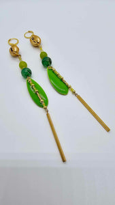 Lime green and gold earrings! (1282 Mosaic)