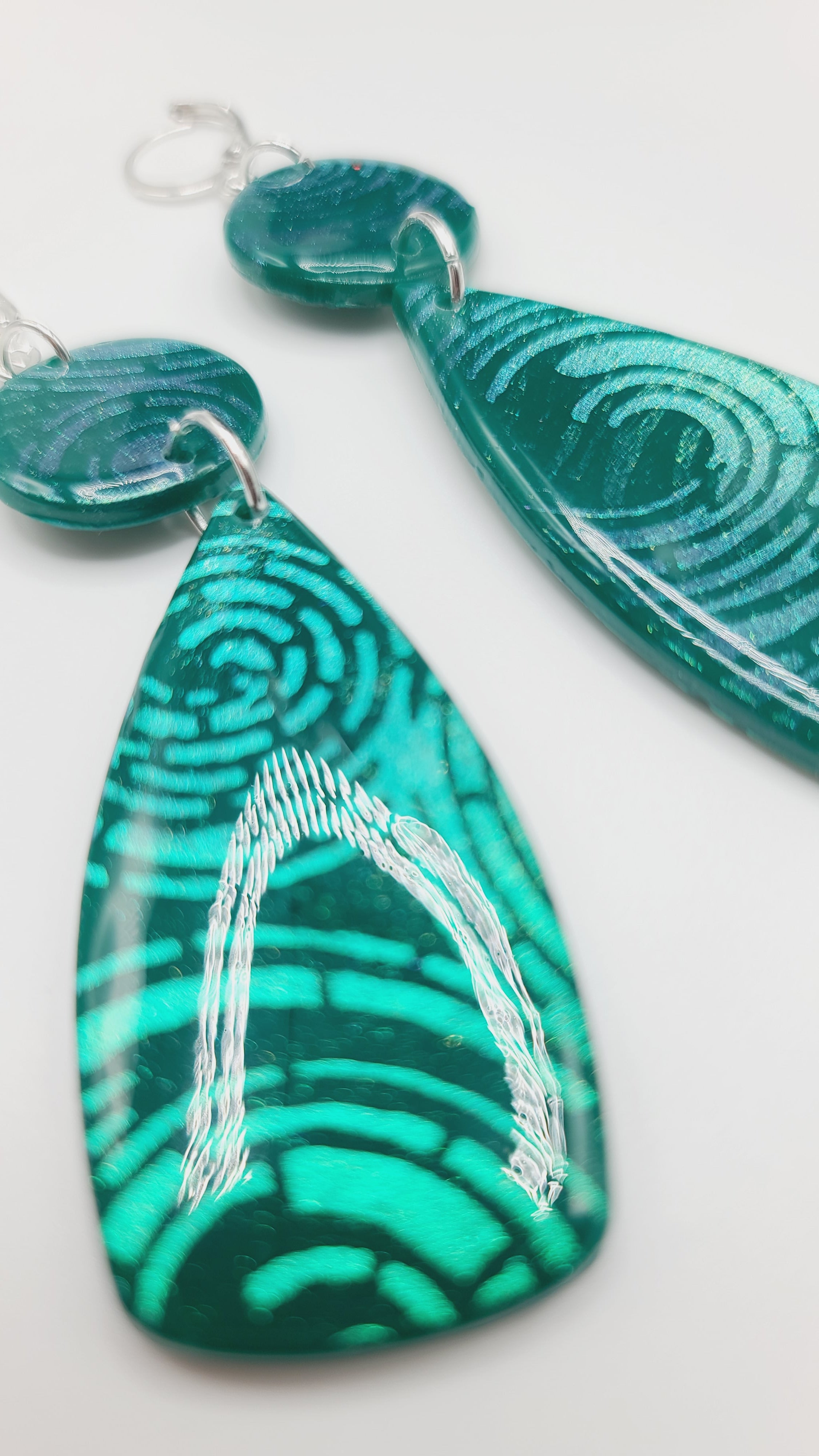 Teal green clay Earrings (Mosaic 1377)