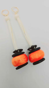 Orange and black Bracelet and earrings set (Ethnix 1309)