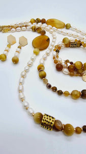 Yellow Agate & freshwater pearl necklace set! (1248 Influencer)