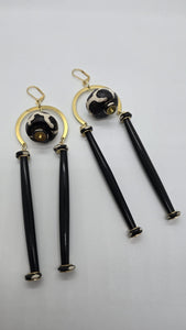 Black and white brass earrings (Ethnix 1590)
