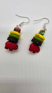 Red elephant Earrings (Short 1462)