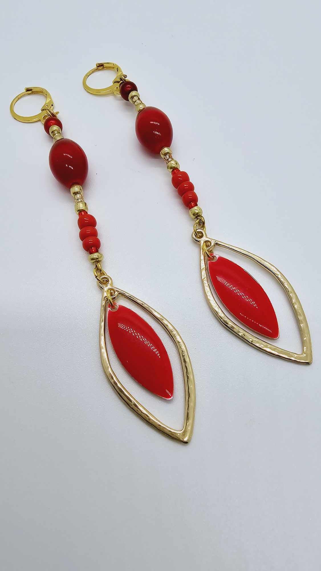 Red and Gold Earrings! (1275 Mosaic)