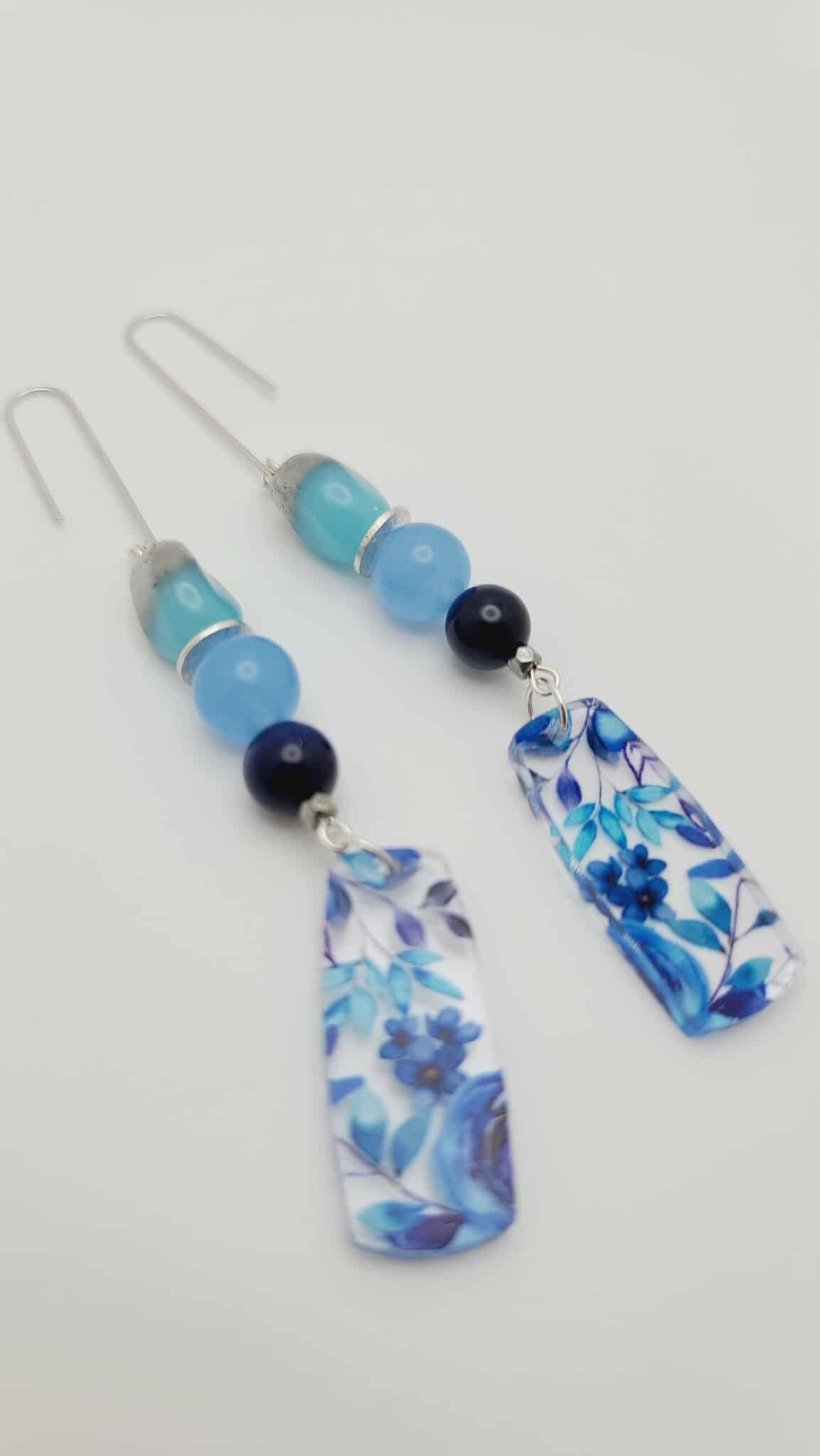 Azure Winter Bloom Earrings (Mosaic 1635)
