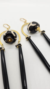 Black and white brass earrings (Ethnix 1590)